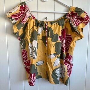 Manuhealii Vintage White tag yellow green red white Juliette top Size XL
